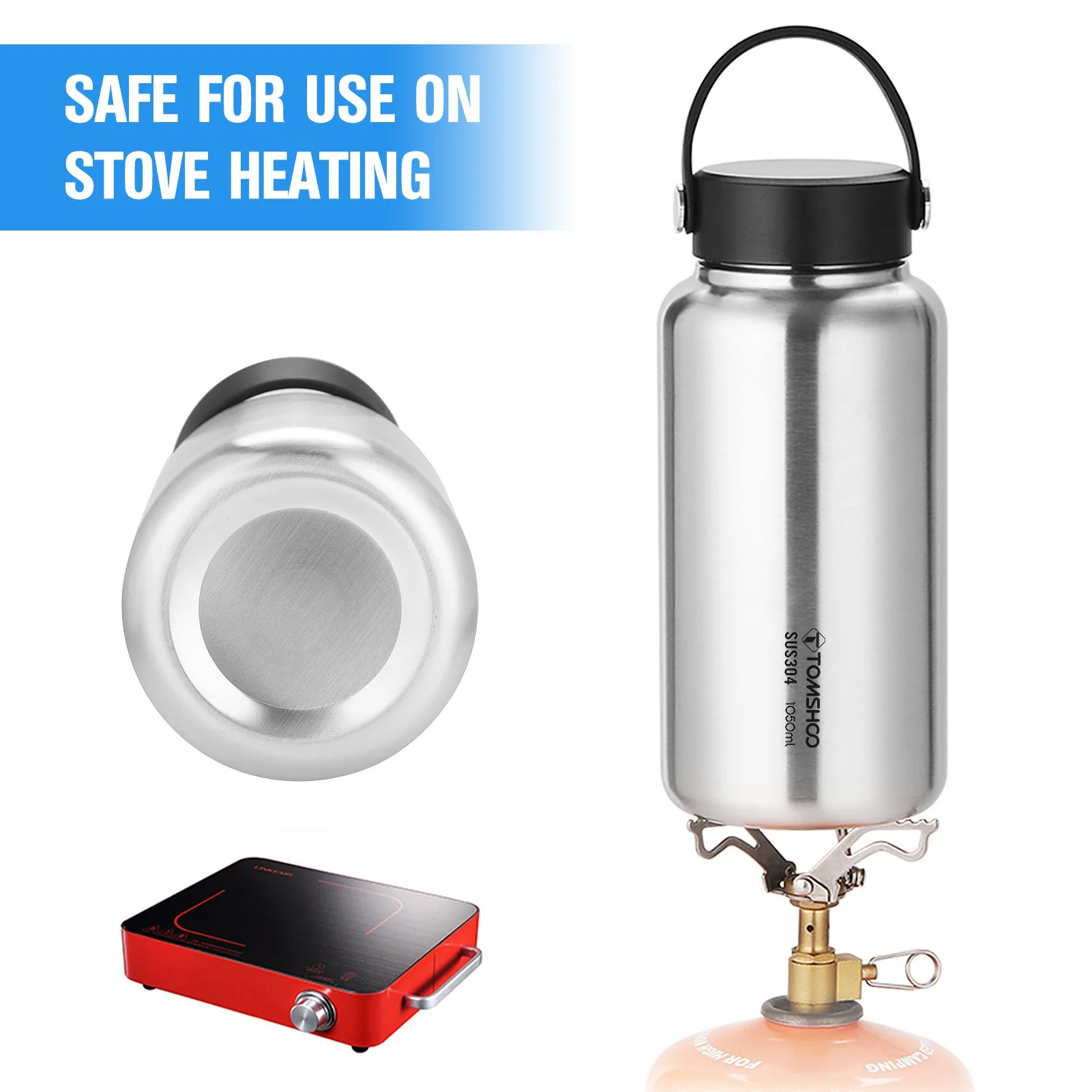 Stainless Steel 1.05L Water Bottle with 750ml Pot – Leak-Proof Outdoor Set
