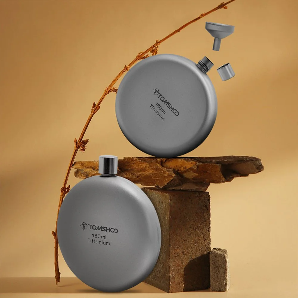 Ultra-Light Titanium Pocket Flask with Funnel