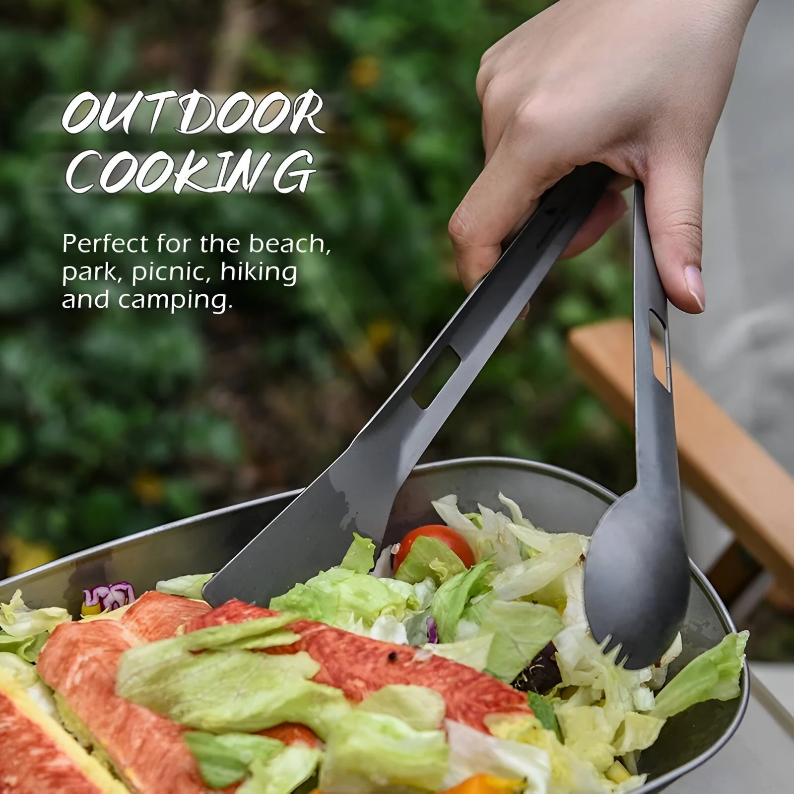 Titanium Multi-Tool Spork Spatula Shovel Tongs Outdoor Cooking Utensil