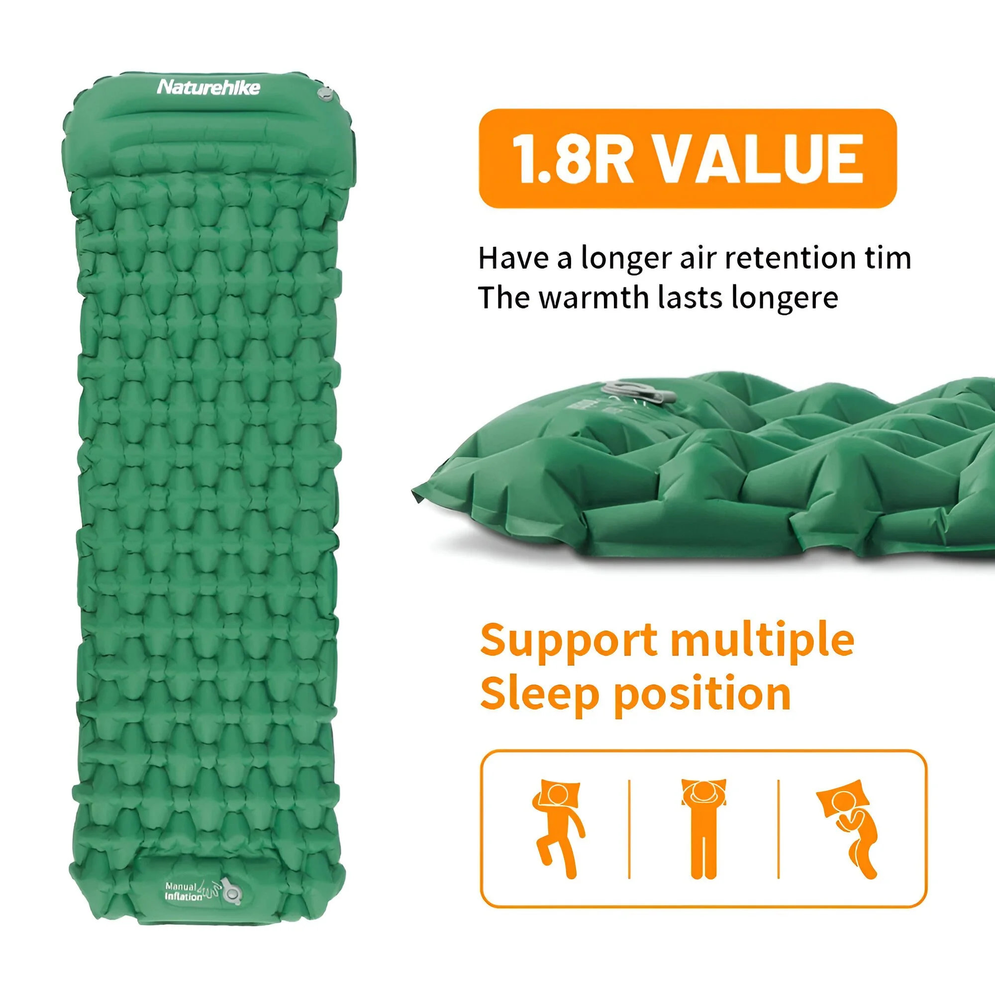 Ultralight Inflatable Camping Mattress with Built-in Pillow and Pump