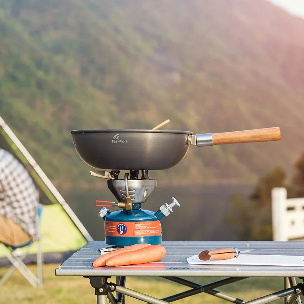 Lightweight Camping Wok and Frying Pan with Lid and Bag for Outdoor Cooking