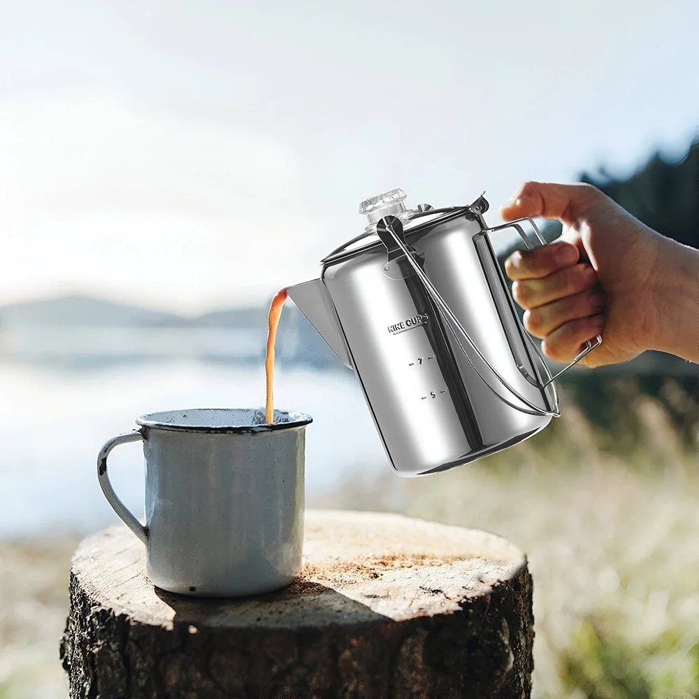 1.2L Stainless Steel French Press Coffee Maker – 9 Cup Outdoor Percolator