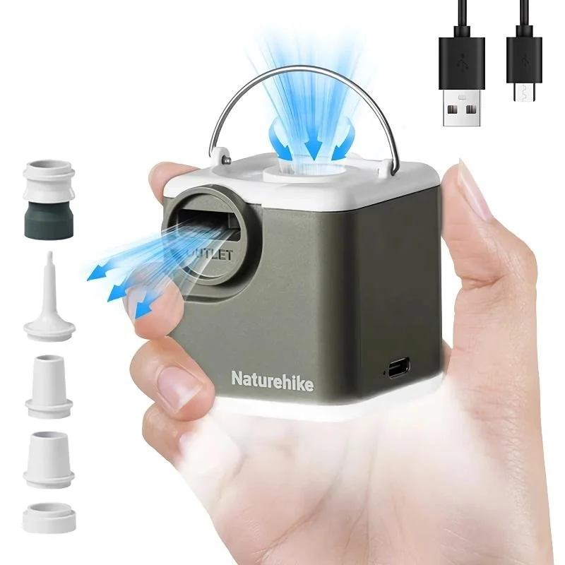 Portable Inflatable Air Pump with Camping Light – USB Rechargeable 2400mAh