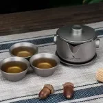 Ultralight Titanium Gaiwan Tea Set with Double-Layer Cups & Filter