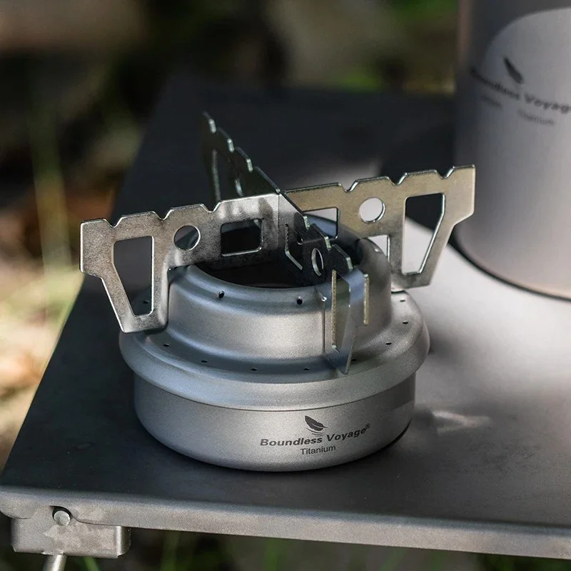 Ultra-Light Titanium Camping Alcohol Stove with Stand – Pocket Outdoor Burner