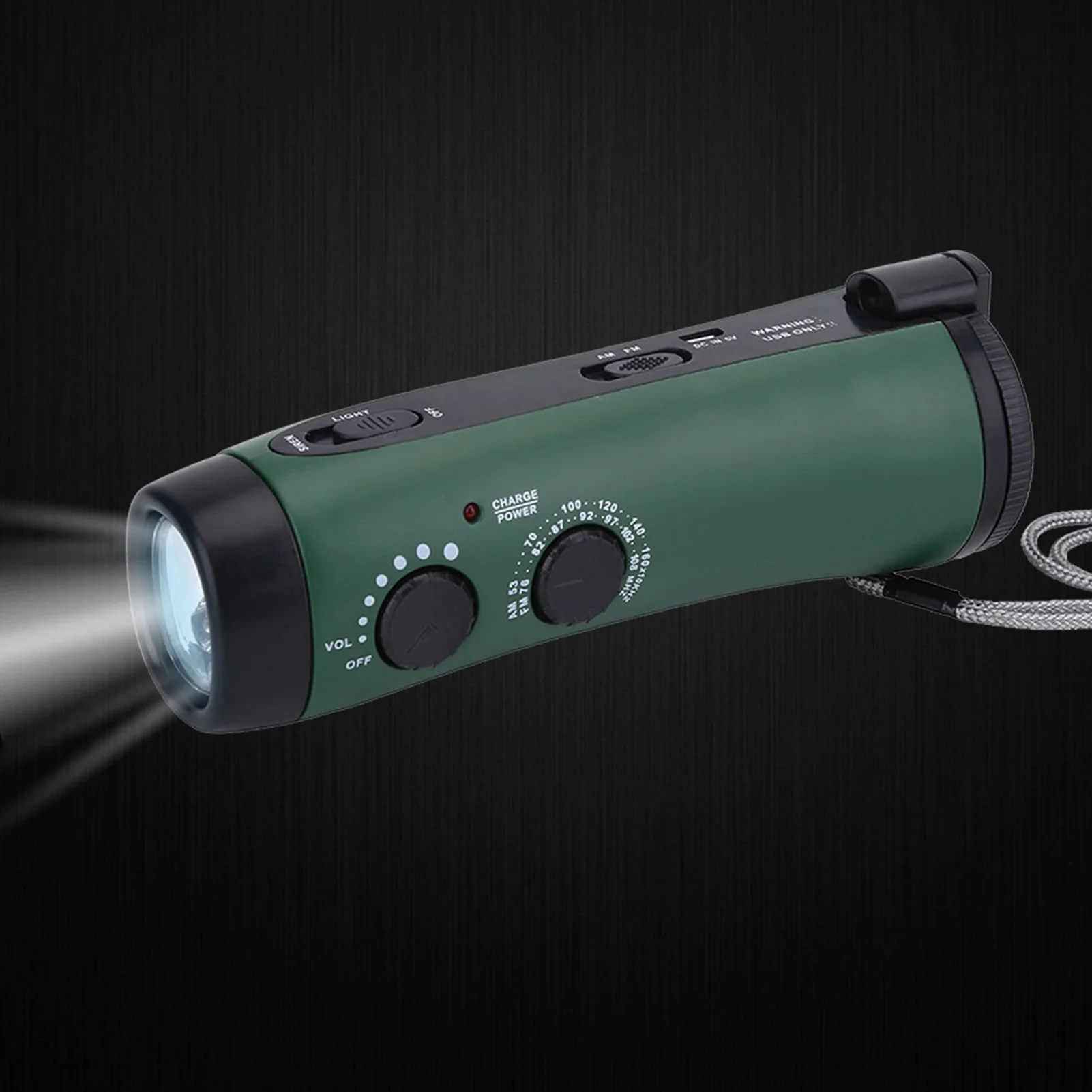 Multi-Function Hand Crank LED Camping Emergency Flashlight Radio & Phone Charger