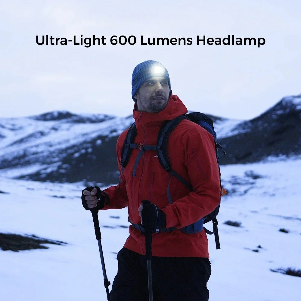 Rechargeable 600 Lumen Outdoor Headlamp with Replaceable Battery