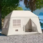 Inflatable 4-Person Camping Tent with Hand Pump, Waterproof 4-Season Shelter