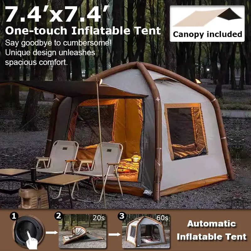 Automatic Inflatable Camping Tent with Canopy – Waterproof & Easy Setup