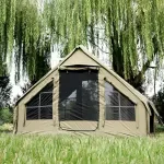 68 SqFt Inflatable Camping Tent with Canopy – 4 Season Waterproof Glamping Tent for 6