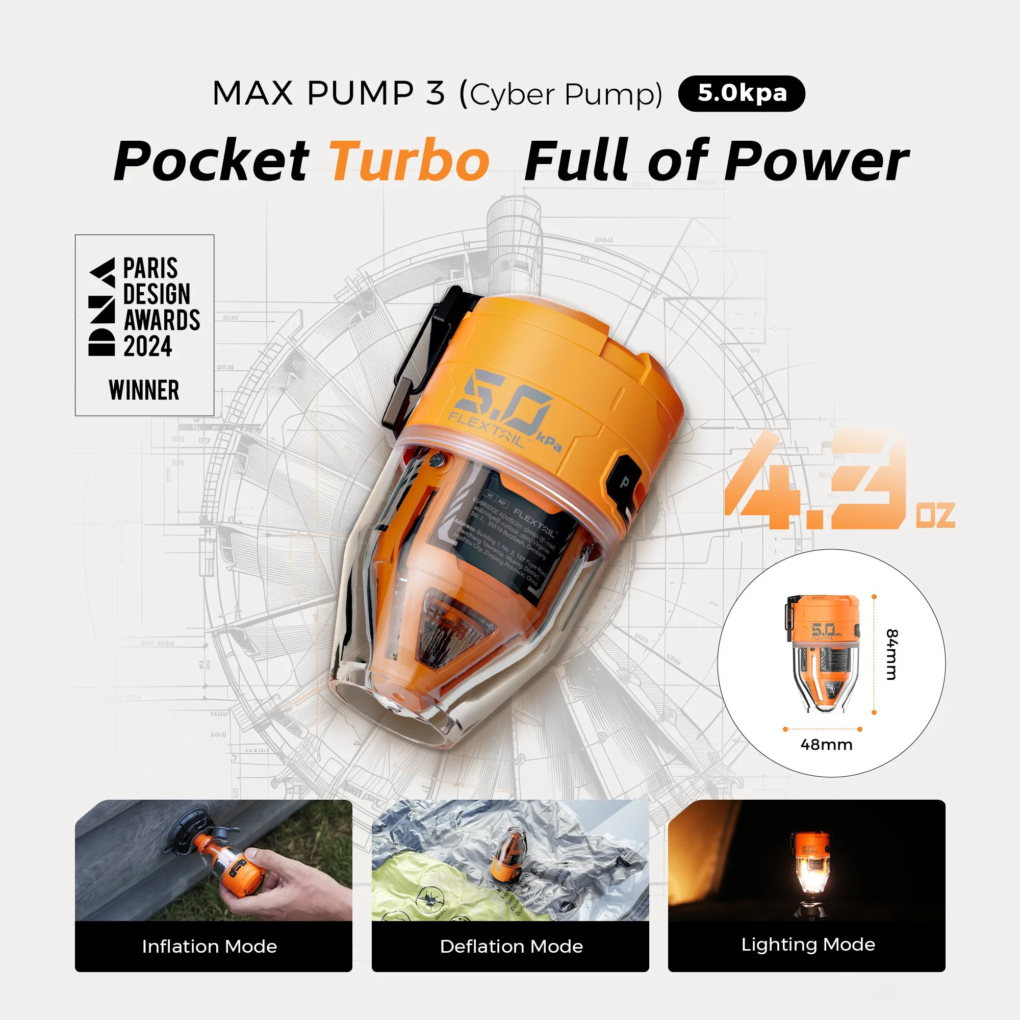 Portable Electric Air Pump with 3-Level Ambient Light for Camping & Travel