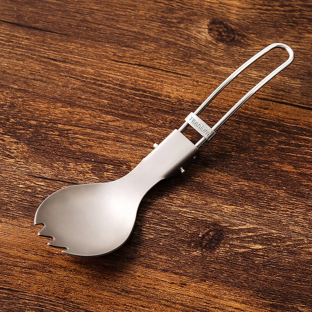 Ultralight Titanium Spork - Foldable & Corrosion-Resistant Hiking Camping Cutlery