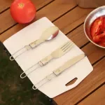 3-Piece Stainless Steel Foldable Utensil Set - Knife, Fork, Spoon for Camping and Hiking