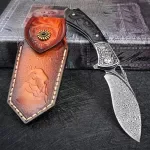 Flipper Zero Folding Damascus Pocket Knife - Tactical EDC for Survival & Hunting