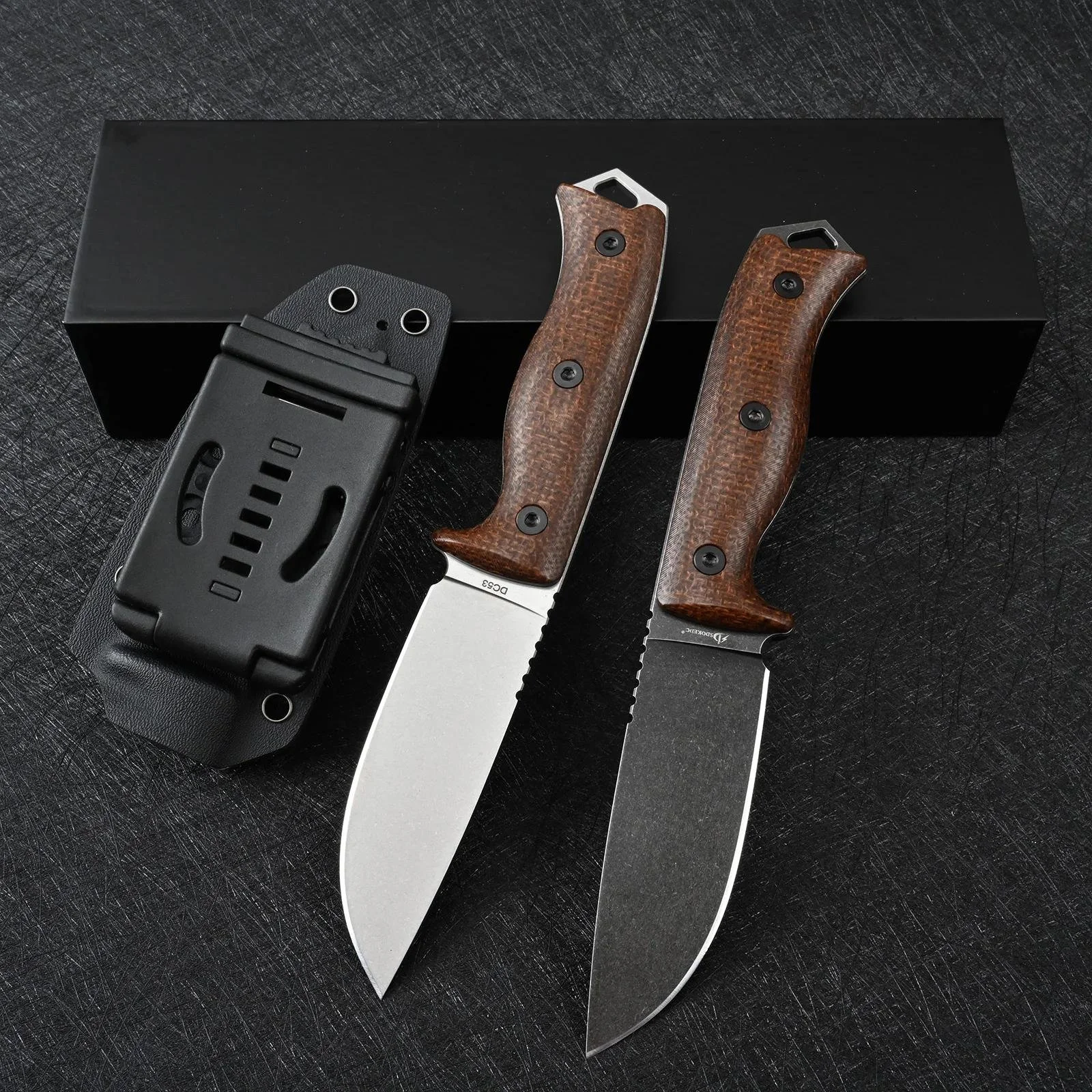 Survival Hunting Tactical Fixed Blade Knife DC53 Steel with Kydex Sheath