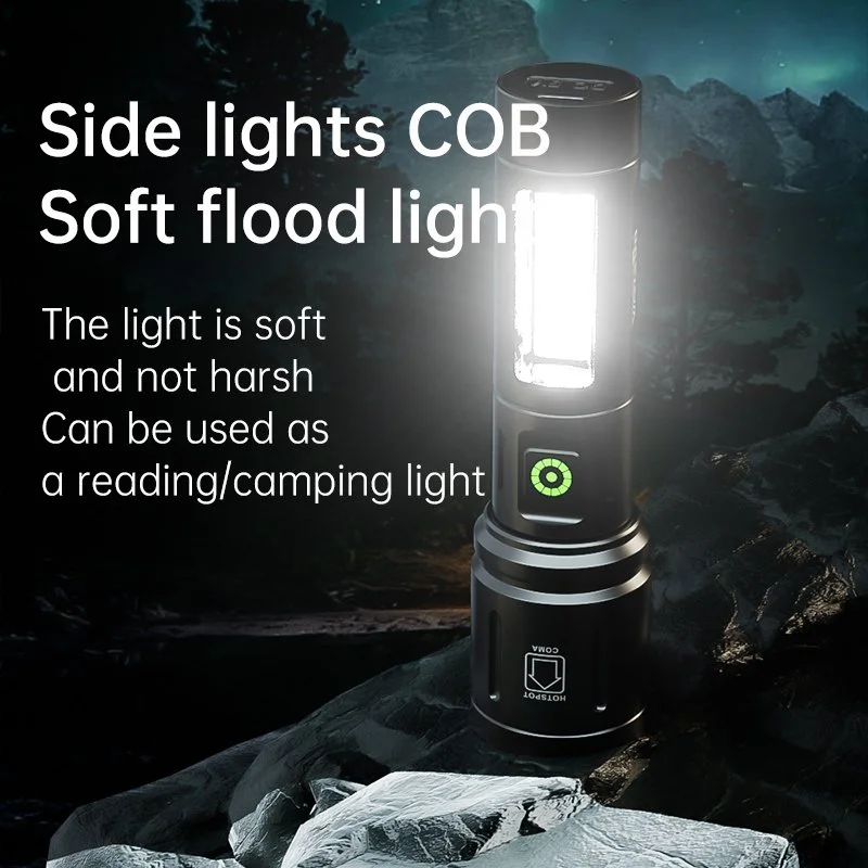 Rechargeable LED Flashlight with Zoom & Lantern Mode for Camping & Hiking