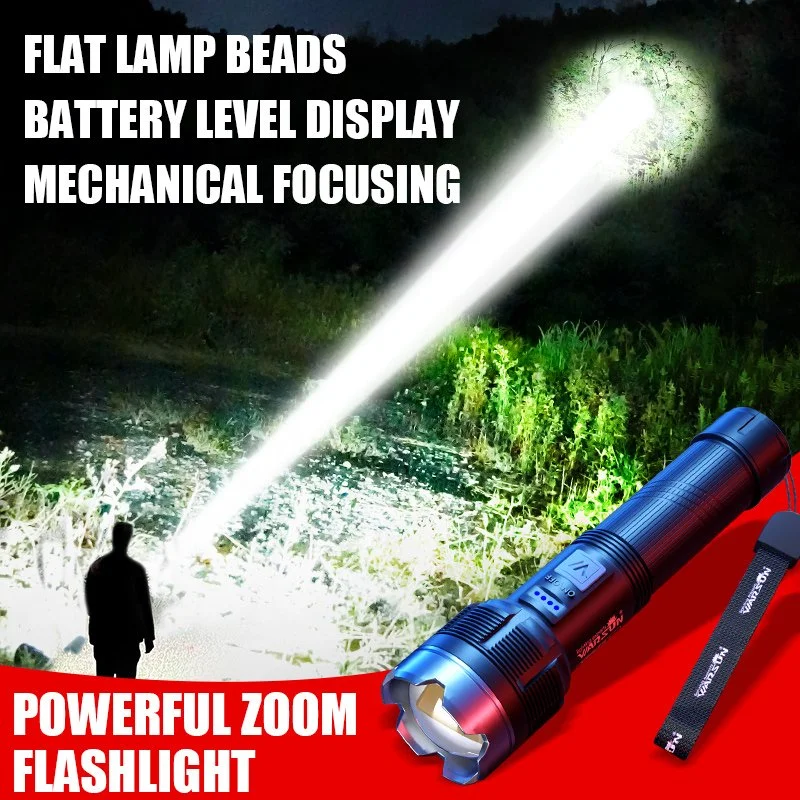 Rechargeable LED Flashlight Outdoor Torch with Zoomable Waterproof Design