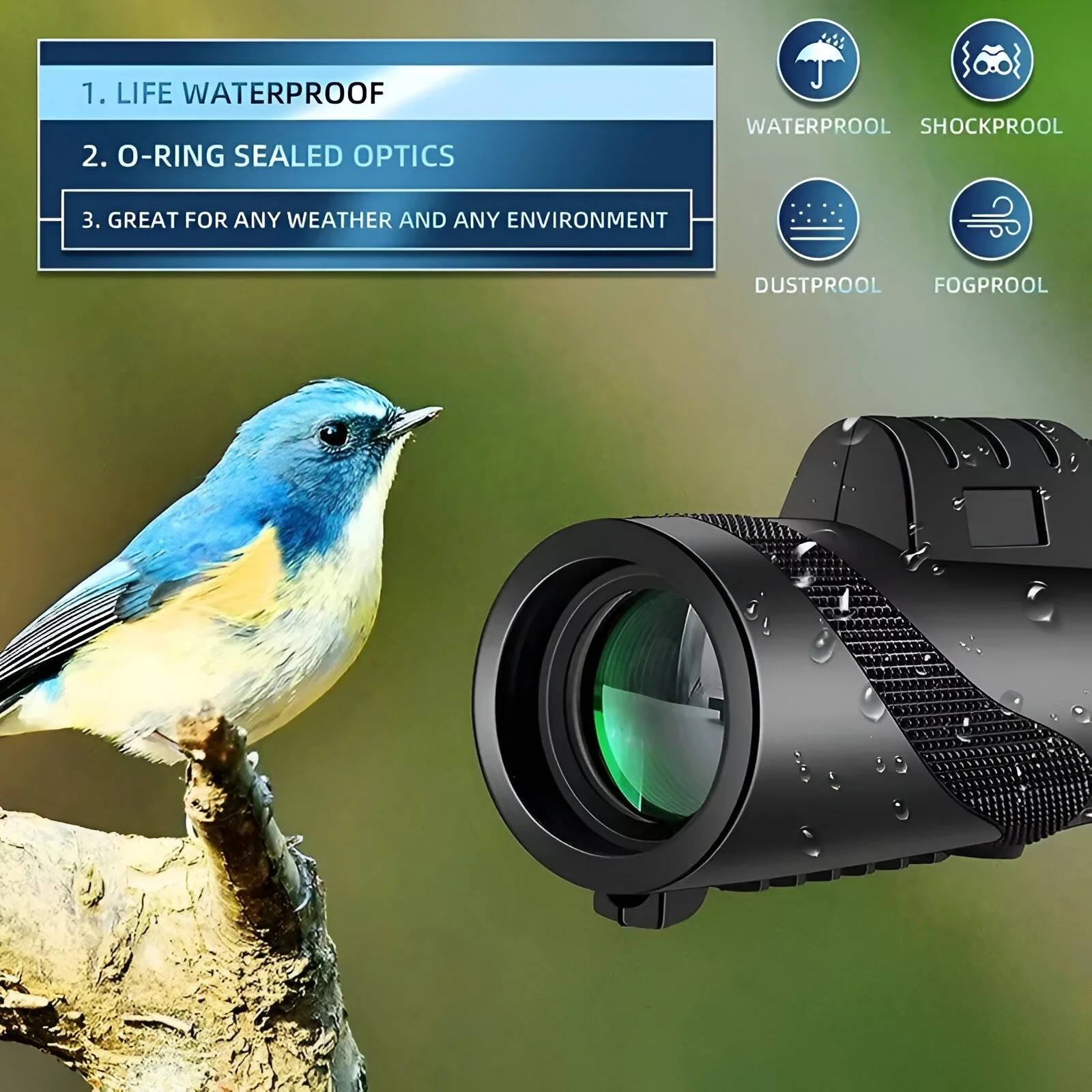 HD 80x100 Monocular Telescope with Tripod & Phone Adapter for Outdoor Adventure