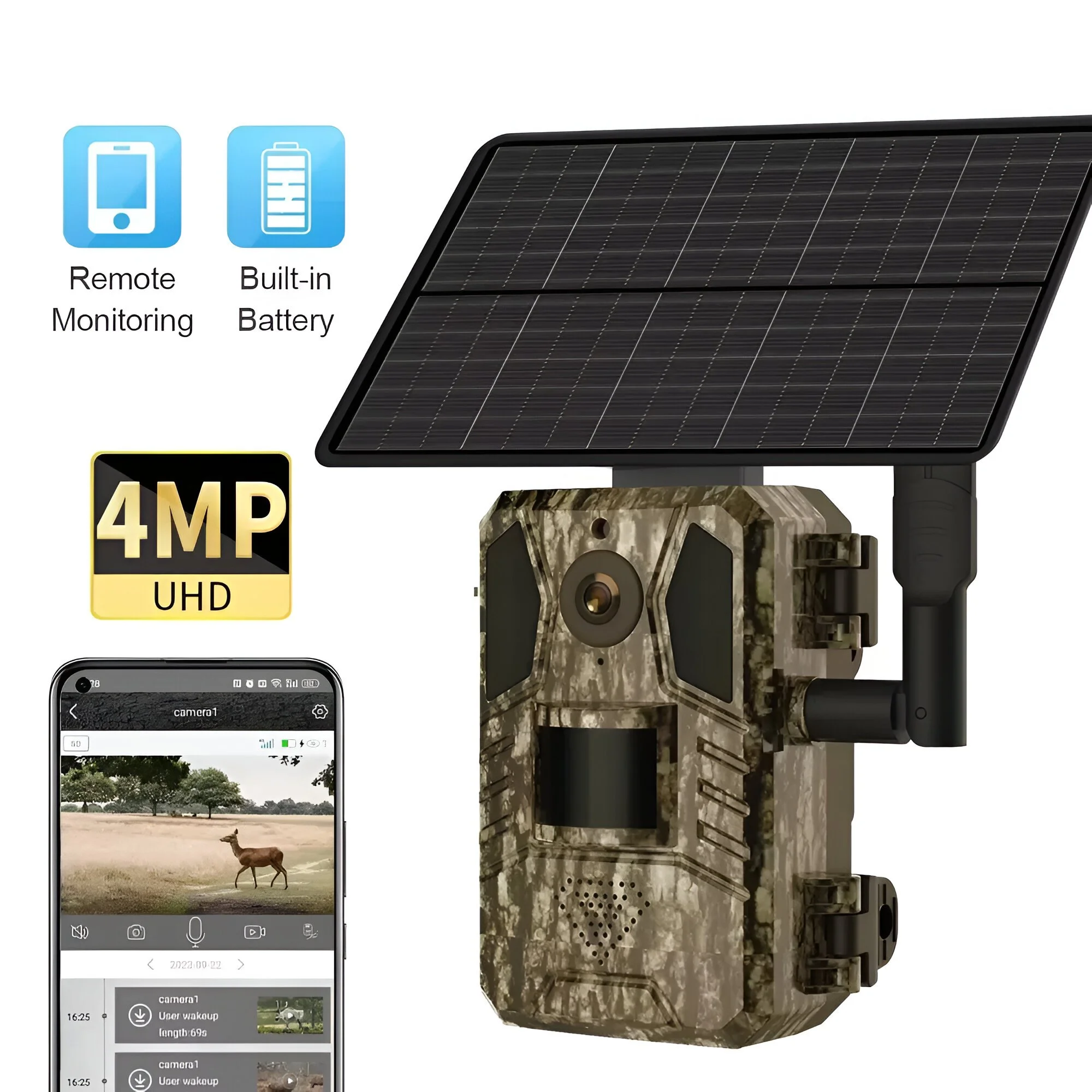 2K Solar 4G Trail Camera with Voice Intercom & Motion Detection