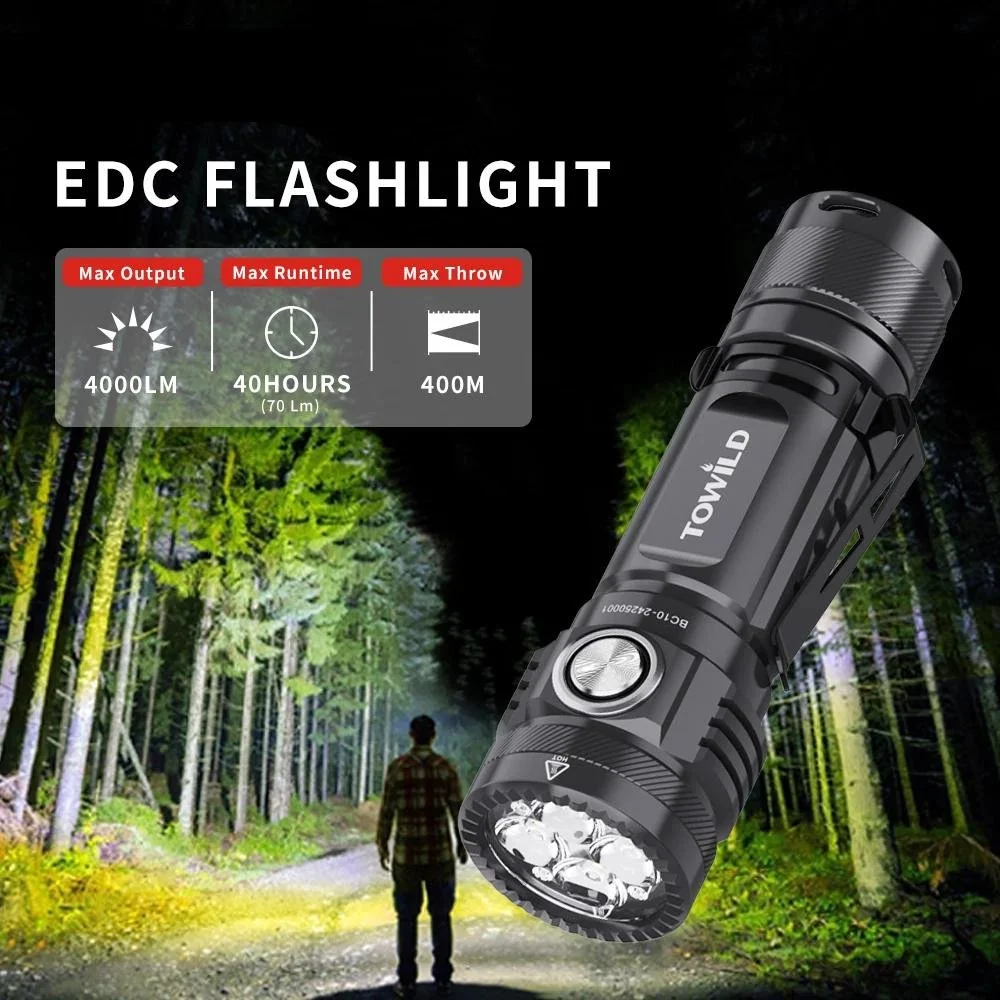 High Power 4000 Lumen Rechargeable EDC Flashlight for Outdoor Adventures