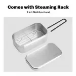 Lightweight Foldable Camping Lunch Box with Steaming Rack – 27 oz