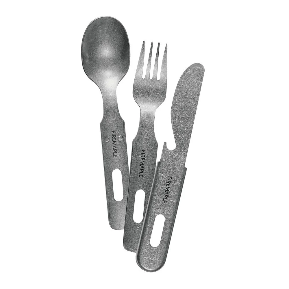 Compact Folding Stainless Steel Camping Cutlery Set with Carry Bag