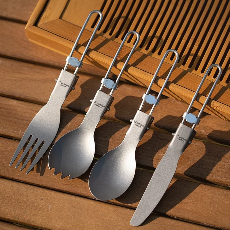 Ultralight Titanium Folding Camping Cutlery Set for Hiking & Travel