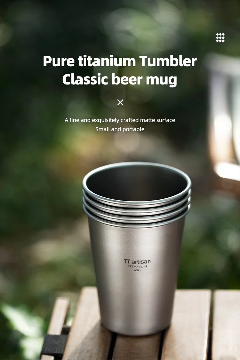 Ultralight Titanium Camping Coffee & Beer Mugs Set – 2 Pack, 10.8 fl oz