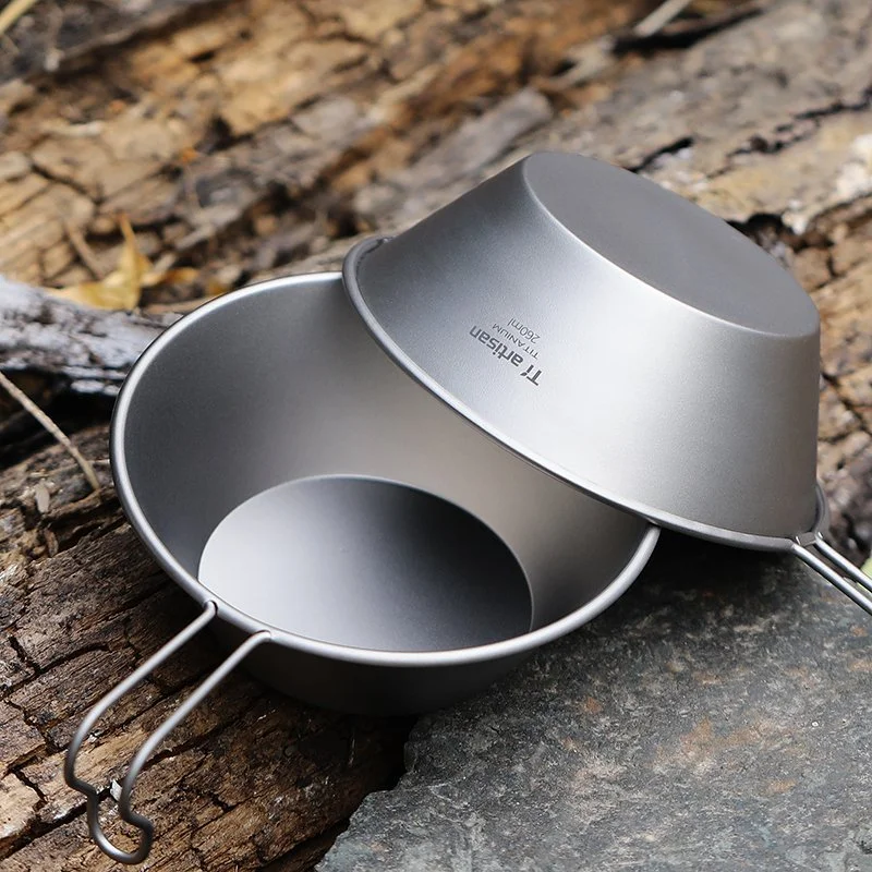 Ultralight Titanium Camping Bowl with Fixed Handle – 8.8 oz Outdoor Sierra Bowl