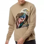 American Flag Bald Eagle Midweight Sweatshirt - Patriotic Crewneck Sweatshirt - Printed Sweatshirt
