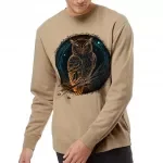 Owl Graphic Midweight Sweatshirt - Cool Crewneck Sweatshirt - Illustration Sweatshirt