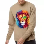 Lion With Sunglasses Midweight Sweatshirt - Cool Animal Crewneck Sweatshirt - Colorful Sweatshirt