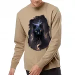 Black Cat Midweight Sweatshirt - Cool Animal Crewneck Sweatshirt - Magic Sweatshirt