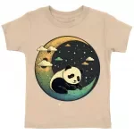 Cute Panda Toddler T-Shirt - Moon Print Kids' T-Shirt - Illustration Tee Shirt for Toddler