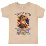 Bearded Dragon Toddler T-Shirt - Girl Print Kids' T-Shirt - Floral Design Tee Shirt for Toddler