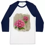Pink Dahlia Flower Baseball T-Shirt - Painted T-Shirt - Graphic Tee Shirt