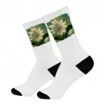 Artificial Dahlia Flower Socks - Flower Novelty Socks - Printed Crew Socks