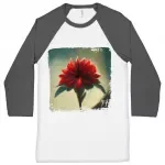 Red Dahlia Flower Baseball T-Shirt - Art T-Shirt - Graphic Tee Shirt