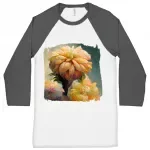 Yellow Dahlia Flower Baseball T-Shirt - Flower T-Shirt - Nature Tee Shirt