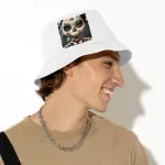 Vintage Skeleton Print Bucket Hat - Cool Hat - 3D Skull Bucket Hat