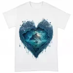 Heart Print Heavy Cotton T-Shirt - Beautiful Tee Shirt - Ice Print T-Shirt