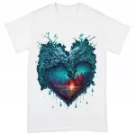 Beautiful Heart Heavy Cotton T-Shirt - Snow Tee Shirt - Cool T-Shirt