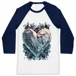 Beautiful Art Baseball T-Shirt - Heart T-Shirt - Snow Baseball Tee