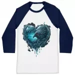 Heart Design Baseball T-Shirt - Ice Print T-Shirt - Graphic Baseball Tee