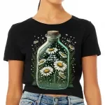Beautiful Women's Cropped T-Shirt - Cammomile Crop Top - Art Cropped Tee