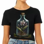 Flowers Women's Cropped T-Shirt - Beautiful Crop Top - Printed Cropped Tee