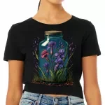 Cute Women's Cropped T-Shirt - Flowers Crop Top - Unique Cropped Tee