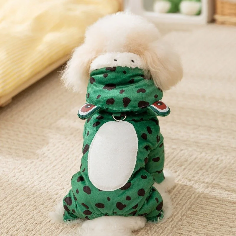 Spooky Frog Four-Legged Dog Halloween Costume - Warm Pet Jumpsuit for Fall & Winter