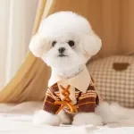 Retro Striped Dog Sweater Warm Knit Pullover for Small Dogs