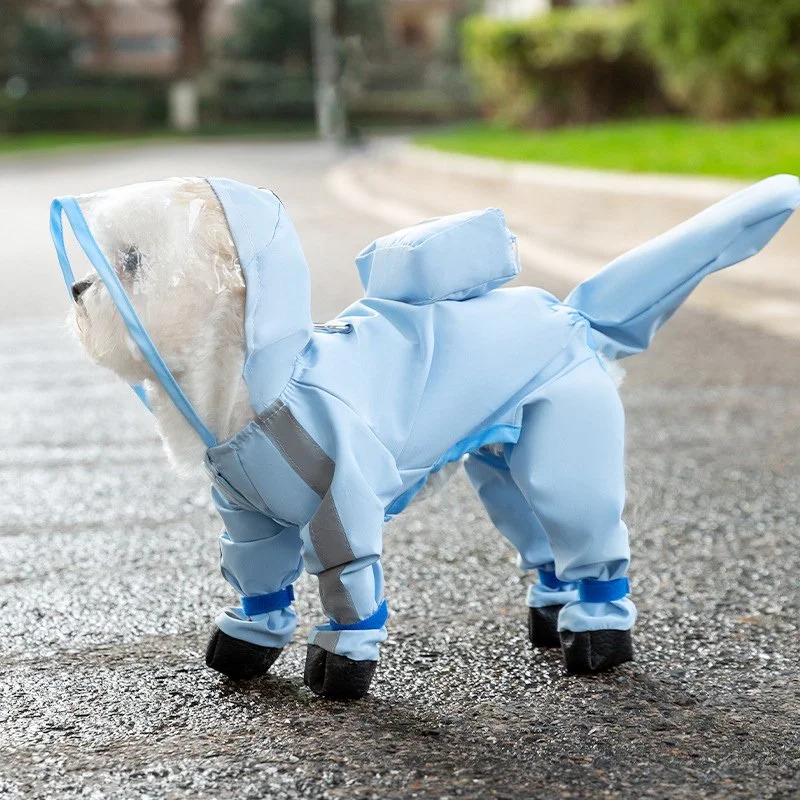 Reflective Waterproof Dog Raincoat Four-Leg Jumpsuit for Small Dogs